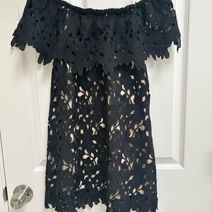 Off Shoulder Mini Black Lace Dress